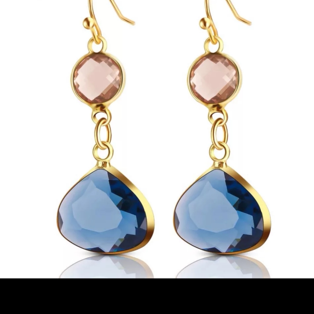 Pink and Blue Crystal Earrings